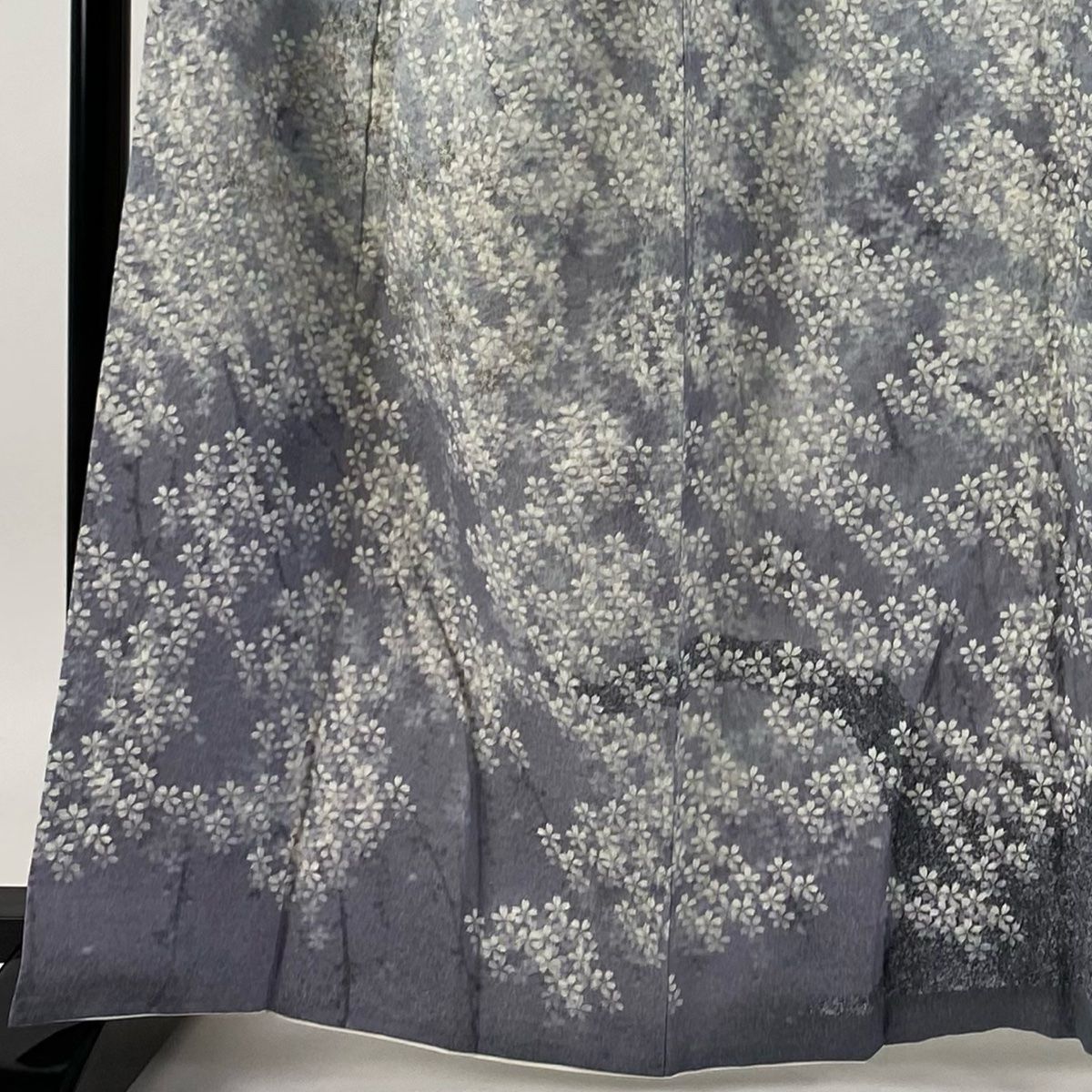 訪問着 身丈164.5cm 裄丈67cm M 袷 袋帯セット 桜 霞 銀通し 刺繍 灰色 正絹