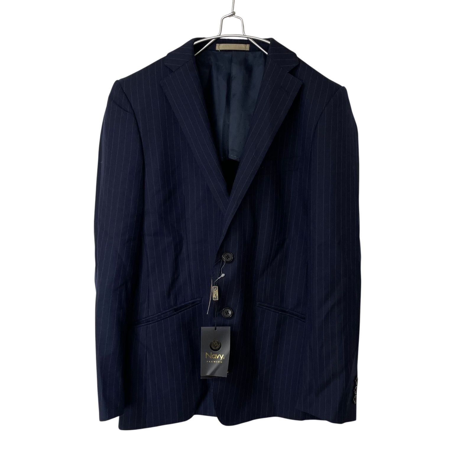 ZM1448【美品】Navy PREMIUM テーラードジャケット ストライプ