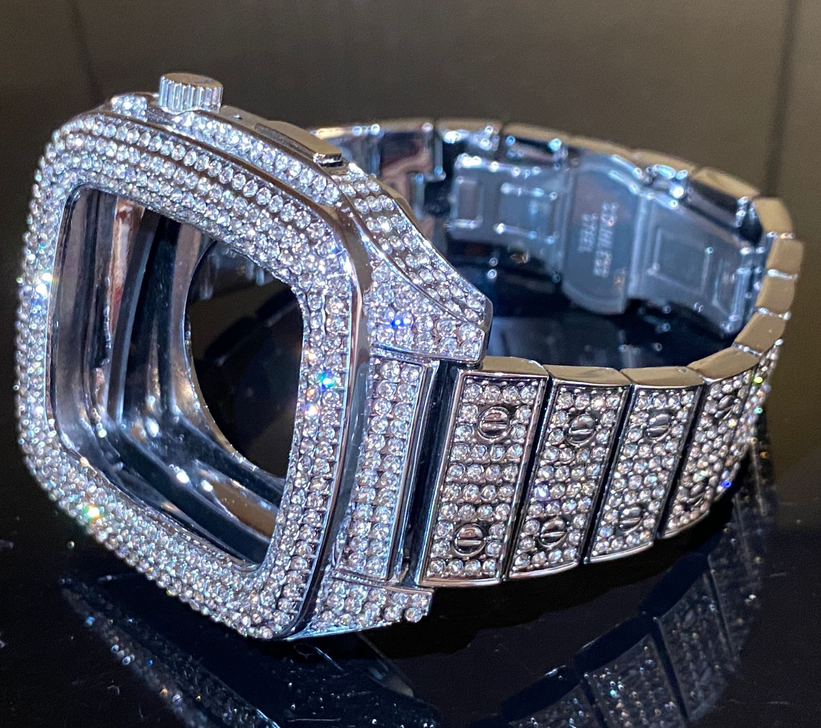 新素材新作 シルバー☆アップルウォッチバンド ステンレス カバー キラキラ 金属ベルト