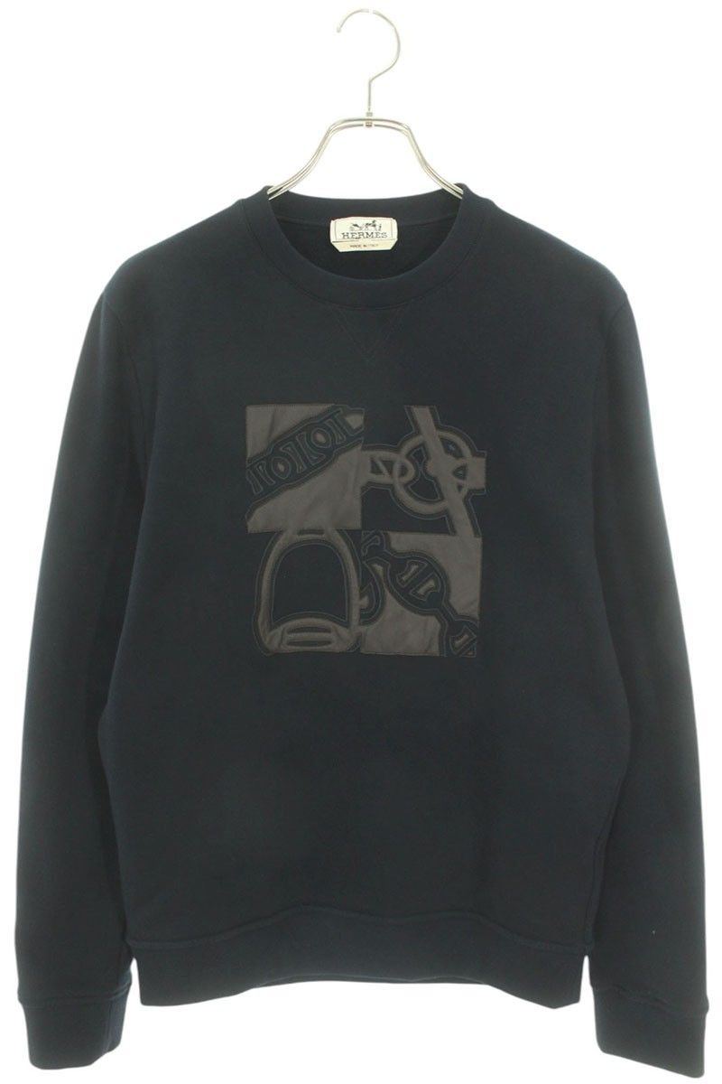 【美品/現行品】HERMES スウェット メタルリー・オ・カレ レザーパッチ　M 美品/現行品】HERMES スウェット メタルリー・オ・カレ レザーパッチM