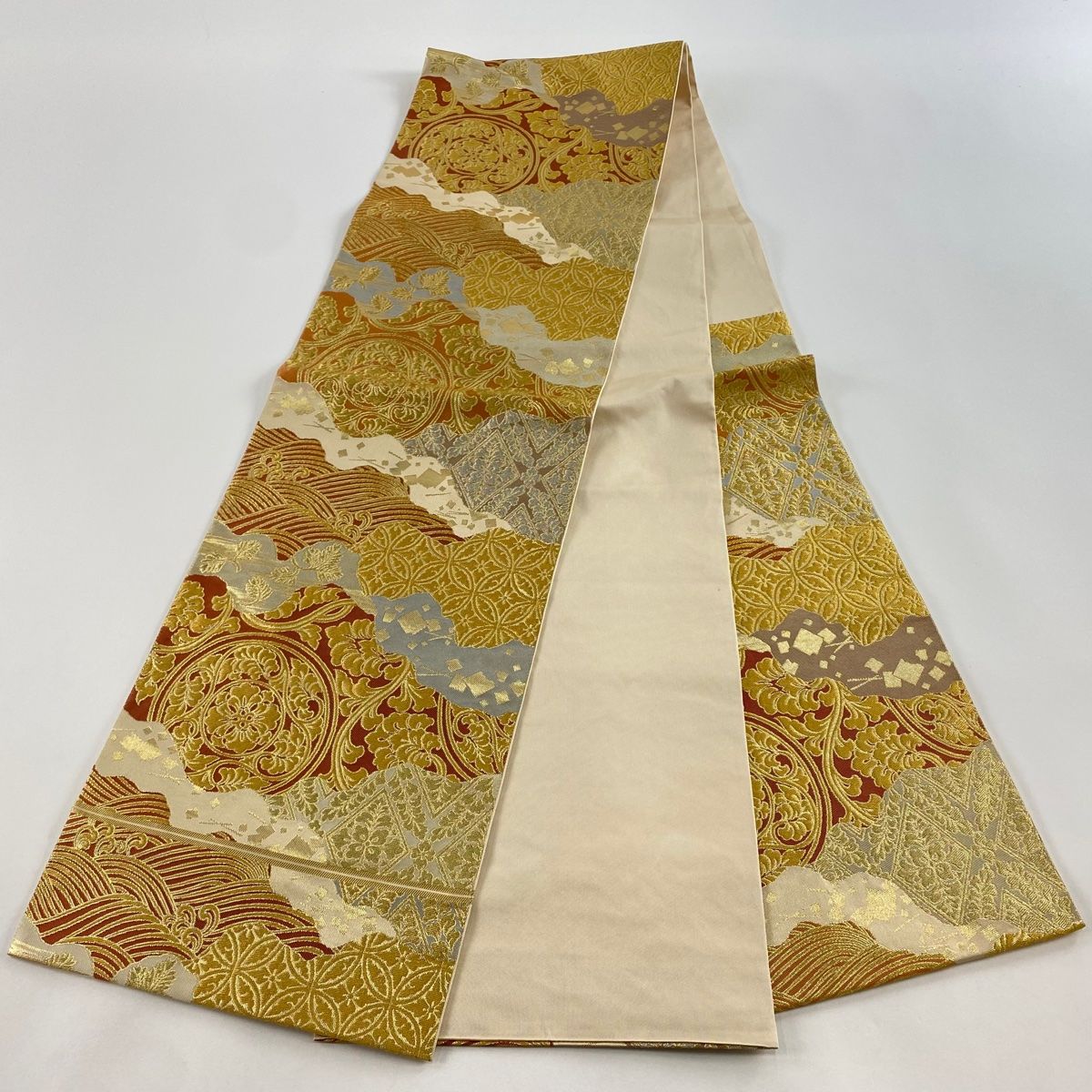 袋帯　川島織物　茶系　金彩　蜀江文　六通 袋帯 川島織物 茶系 金彩 蜀江文 六通