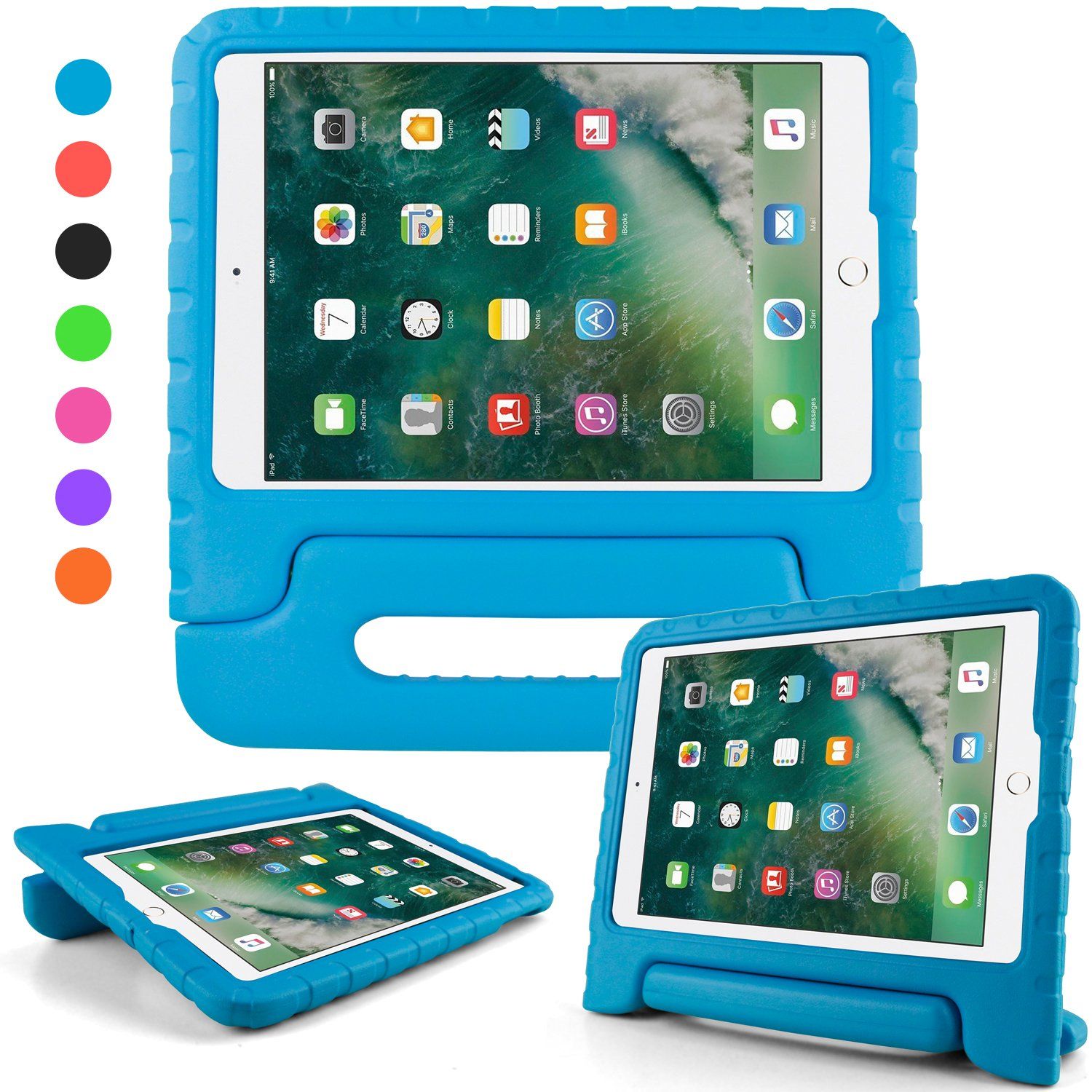 新着商品 iPad 2018 2017 ケース アイパッド 2017 9.7 ipad air2 ipad air キッズ 超軽量 耐衝撃 スタンド ハンドル付き EVA 保護 Apple iPad 9.7 2017 カバー ブルー