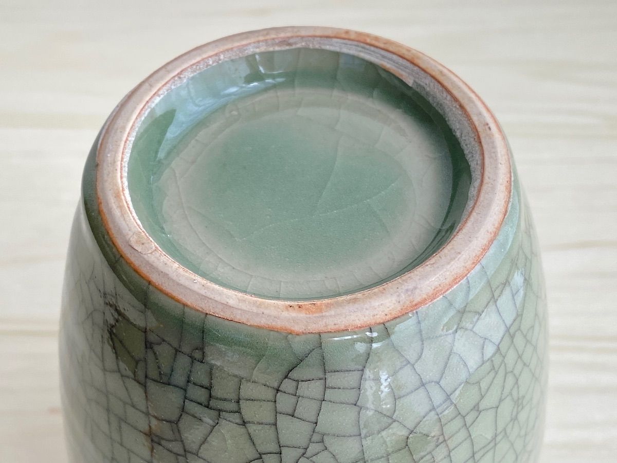 KK024】相馬焼 花瓶 金彩馬絵 胴径約12cm 高さ約18.5cm 重さ約