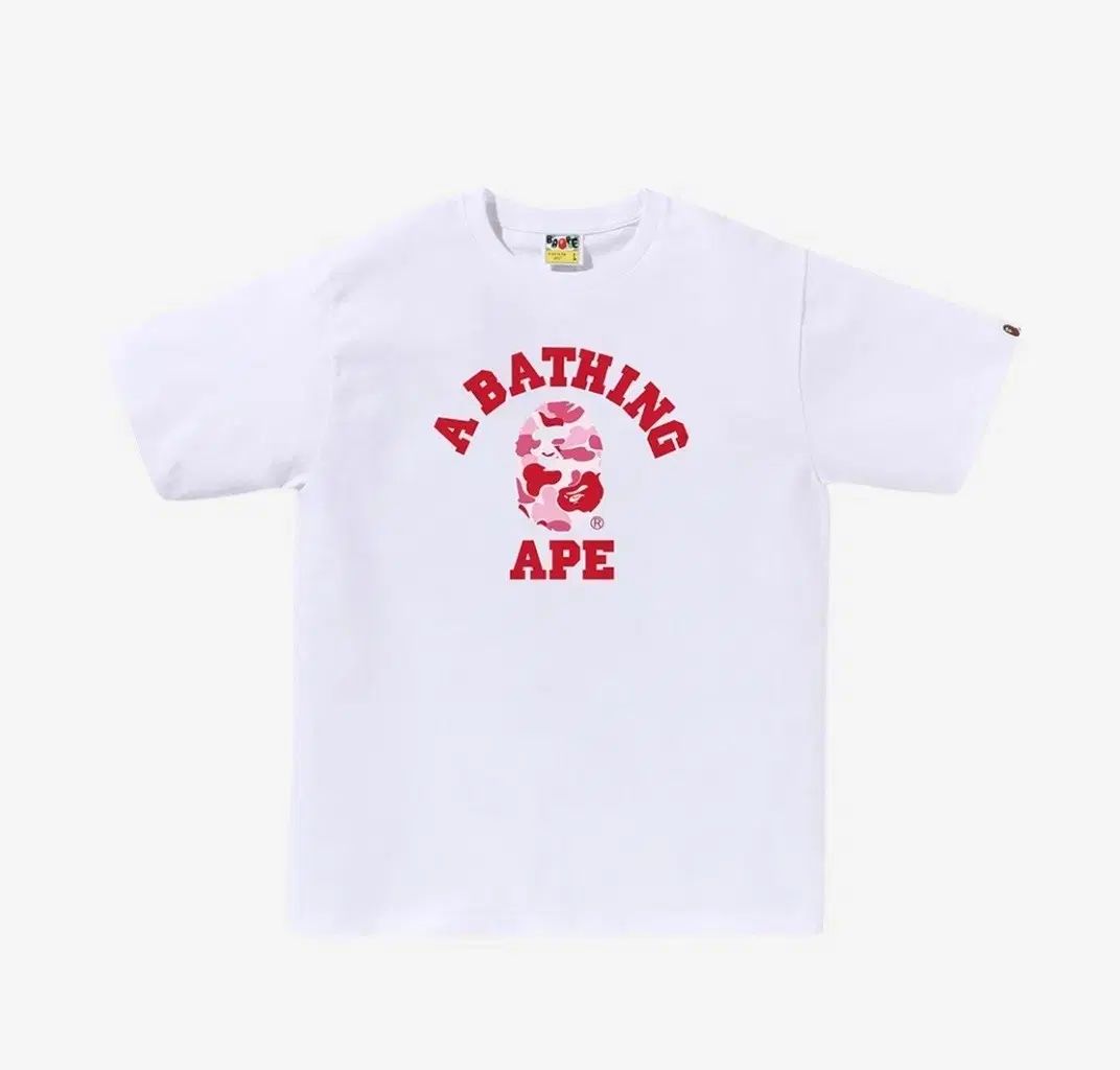 A BATHING APE アベイシングエイプ ABC カモフラージュ カレッジ Tシャツ ホワイトピンク