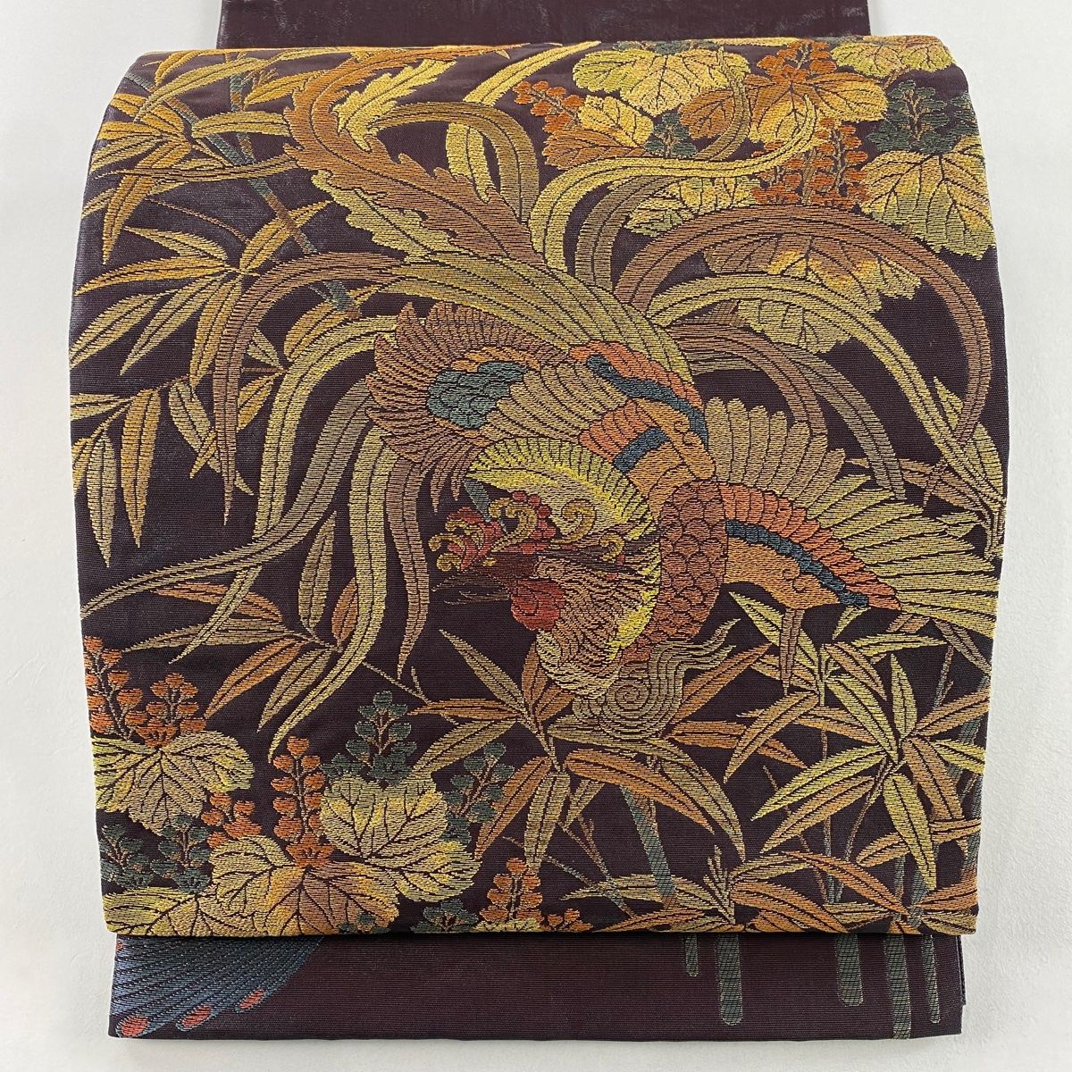 O0890 未使用品 逸品 桐竹鳳凰紋 木野織物 正絹 名古屋帯 ます岩屋誂え O0890 未使用品 逸品 桐竹鳳凰紋 木野織物 正絹 名古屋帯 ます