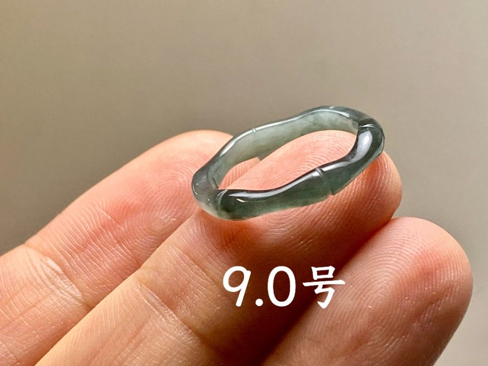 L13-217細身高氷種竹節リング13.5号グアテマラ産A貨本翡翠