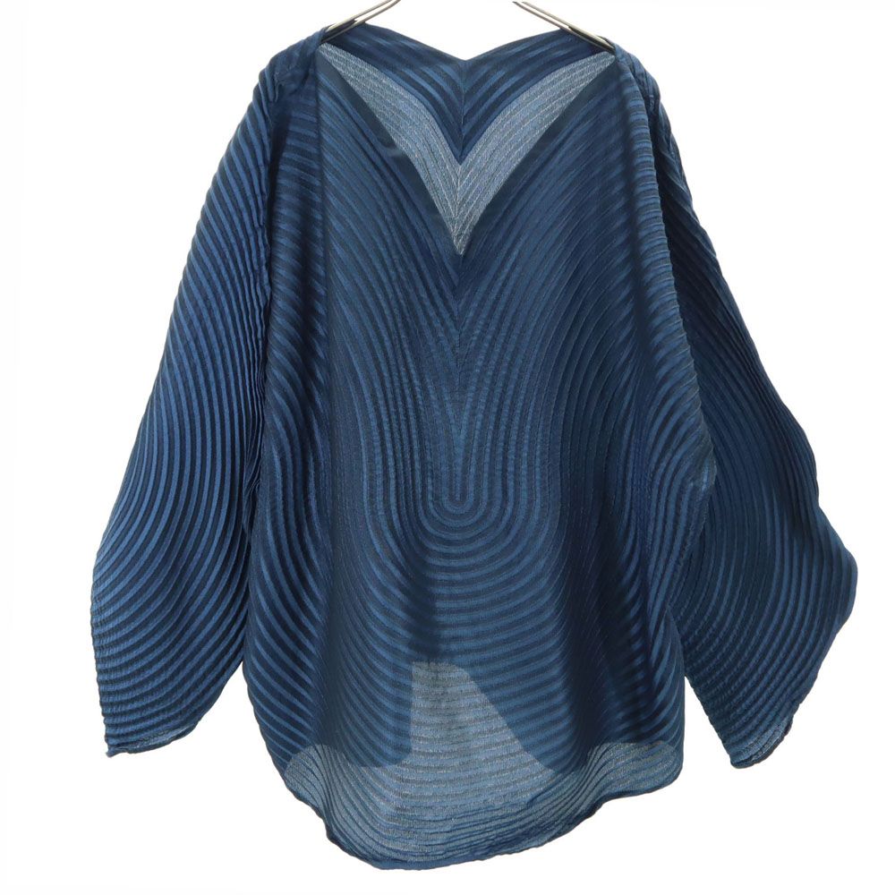 イッセイミヤケ 長袖 3Dスチームストレッチ 変形トップス カットソー 2 ネイビー ISSEY MIYAKE レディース イッセイミヤケ 長袖 3Dスチームストレッチ 変形トップス カットソー 2