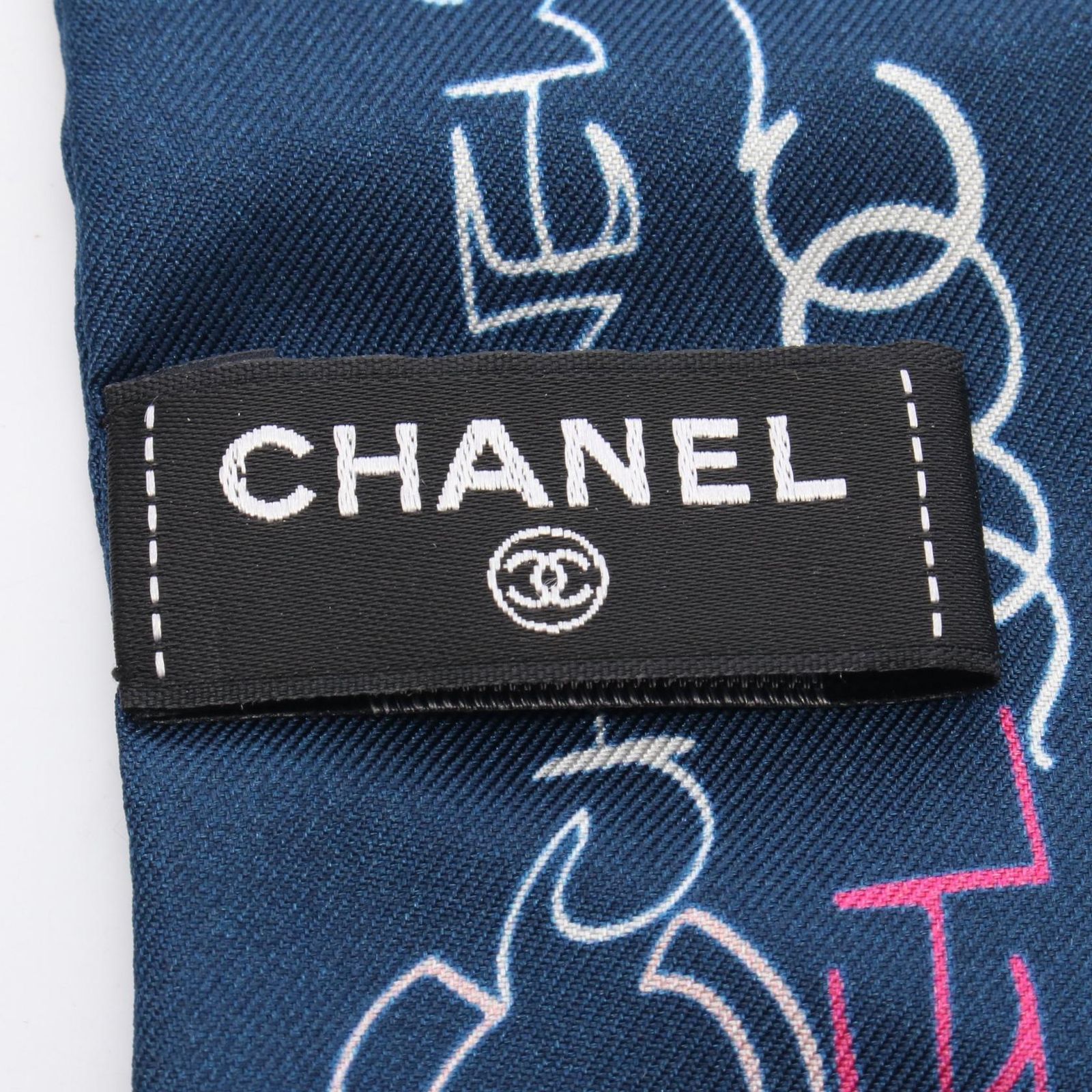 シャネル CHANEL スカーフ ココマーク ロゴ ネイビー シルク
