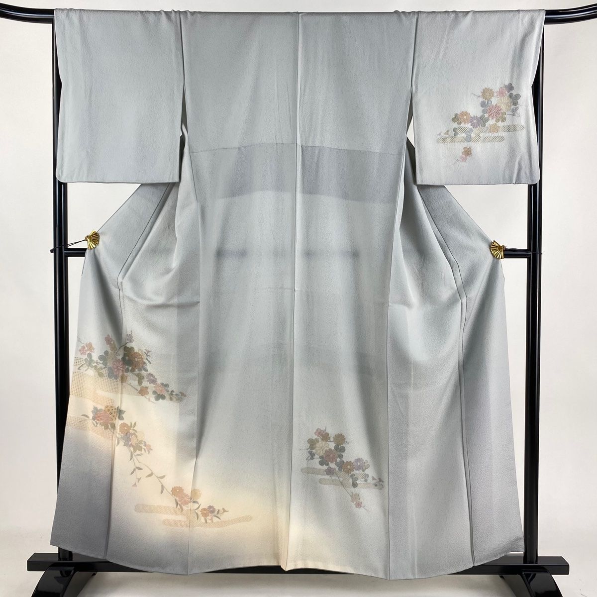 付下げ 身丈158cm 裄丈66cm M 袷 蘇州汕頭 霞 枝花 刺繍 ぼかし