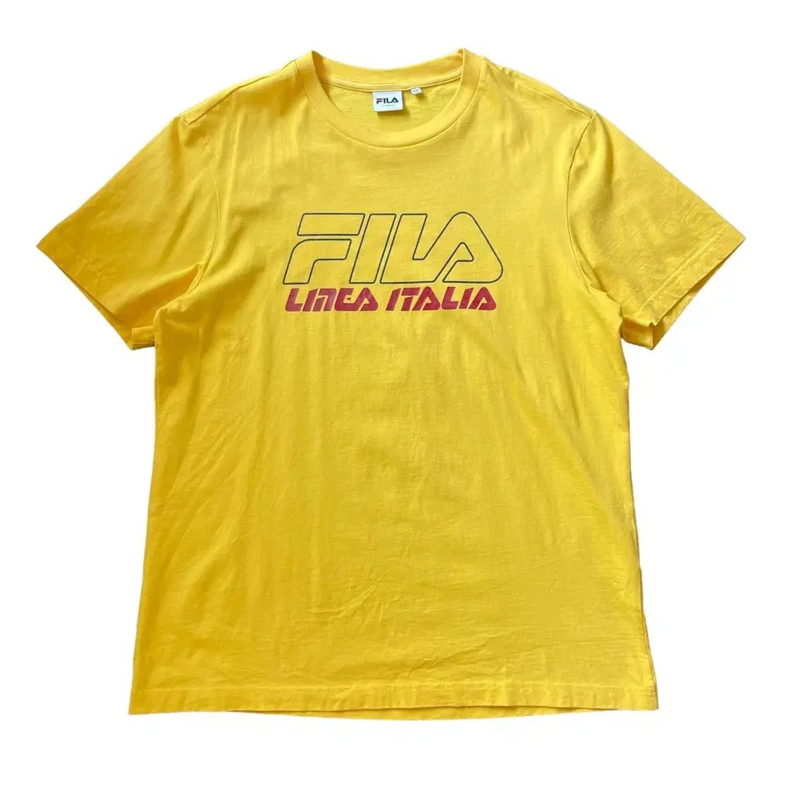 FILA FILA(フィラ) 黄色 ロゴ印刷 半袖 Tシャツ XL