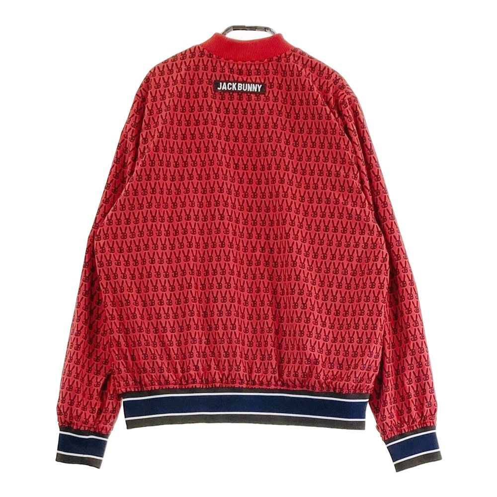 サイズ 1 JACK BUNNY ジャックバニー 袖蓄熱 裏起毛 ジップジャケット モノグラム 総柄 レッド系 240101509065 ゴルフウェア レディース ストスト