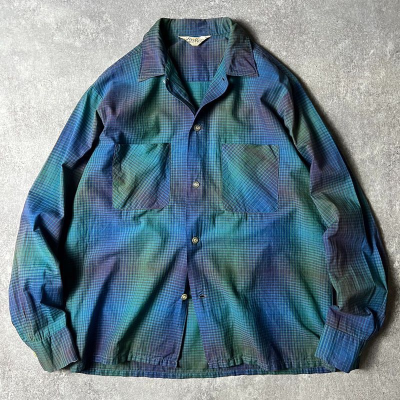 60s Fleetline ループカラーシャツシャドウチェック/オンブレ 60s Fleetline ループカラーシャツ/開襟シャドウチェック/オンブレ