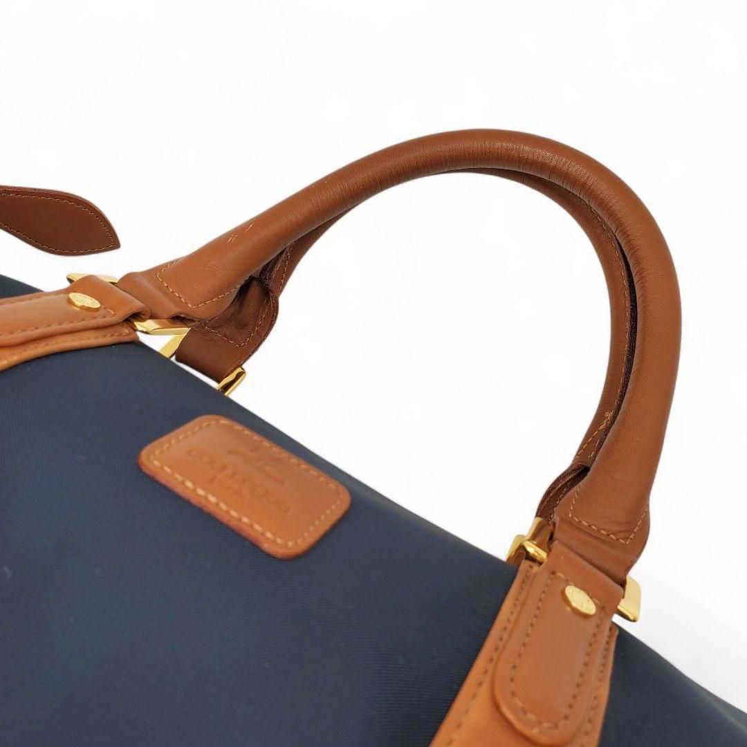 Courreges Boston bag nylon leather navy クレージュ ボストンバッグ ナイロン レザー ロゴ 大容量 旅行 DECORATOM_COM_BR