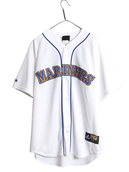マリナーズ ベースボール シャツ メンズ L | 古着 MLB オフィシャル マジェスティック 大リーグ ユニフォーム ゲームシャツ ジャージ