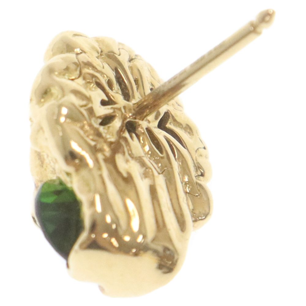 GUCCI (グッチ) K18YG Lion Head Earrings with Chrome Diopside