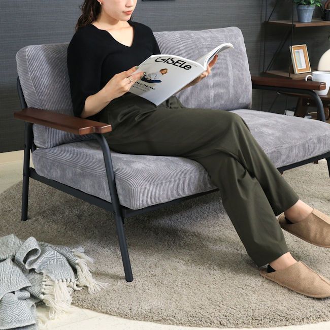 アームレスト コーデュロイ２人掛けソファー（グレー系）ラブソファ（403） アームレスト コーデュロイ2人掛けソファー（グレー系）ラブソファ