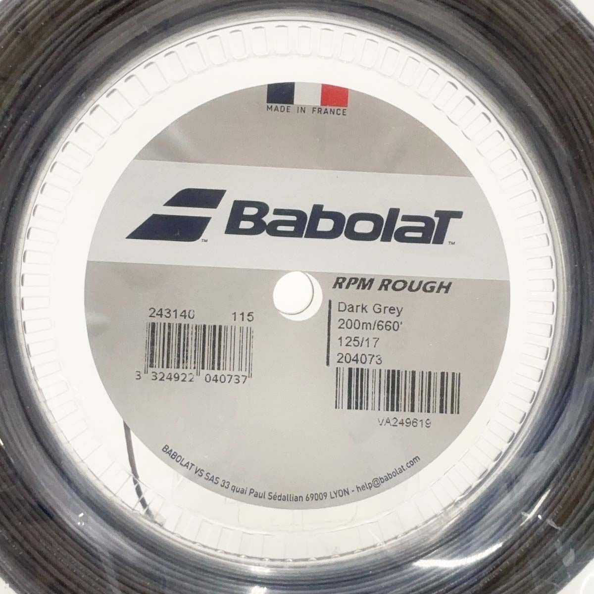 ♥ バボラ RPM ラフ 硬式 テニス ストリング ガット 200m RPM ROUGH 125 ダークグレー 243140 BABOLAT 1.25mm