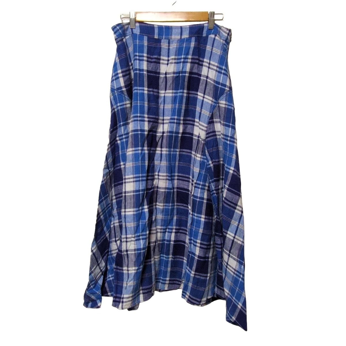 POLObyRalphLauren ポロラルフローレン ロングスカート サイズ8 M レディース - ブルー×白×マルチ マキシ丈 麻 チェック柄