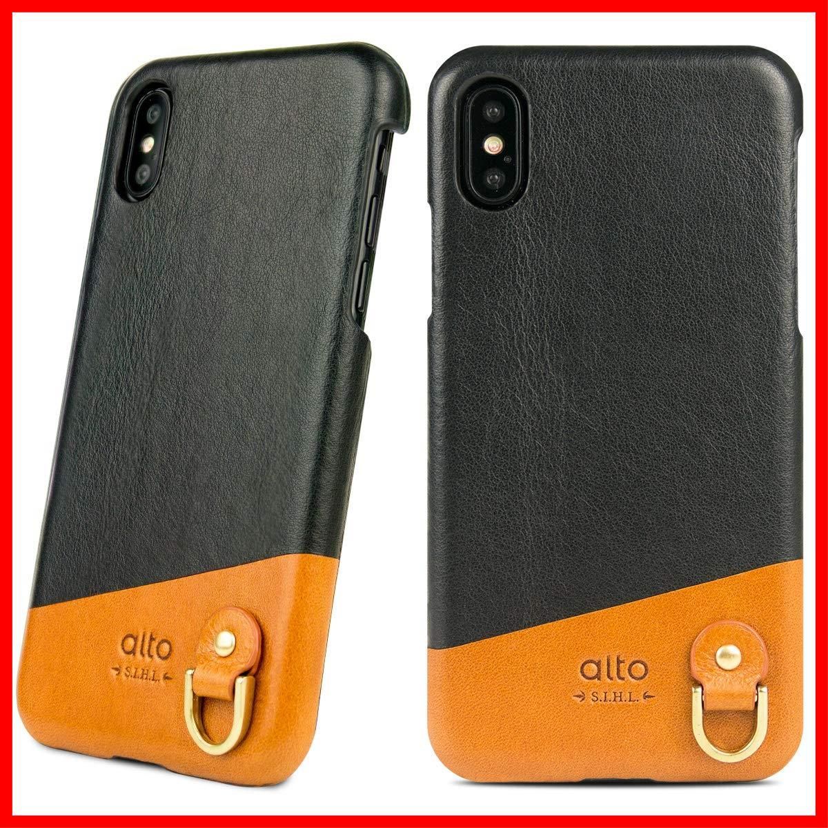 【人気商品】【新着商品】iPhone Xs/X Apple Anello イタリアの本革を手作 革製携帯ケース Alto (カラス黒)