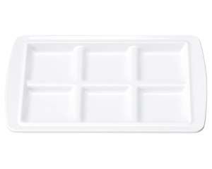 エ717-048 M メラミンブロックプレート 六ッ仕切 白 洗