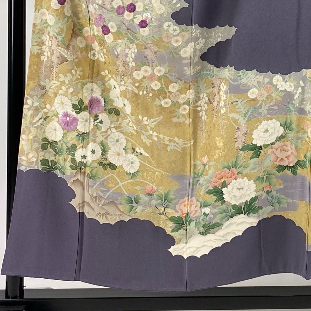 正絹【新品、未使用】極上逸品【トールサイズ】本金箔手描き友禅黒留袖フルセット6点 正絹【未使用】極上逸品【トールサイズ】 黒留袖6点フルセット本金箔