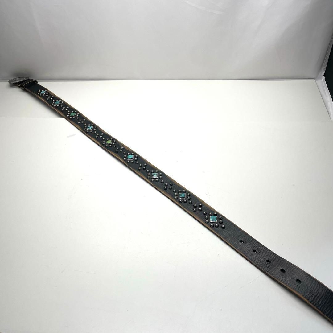 Tony Lama スタッズ＆ターコイズ 34インチ 革レザーベルト