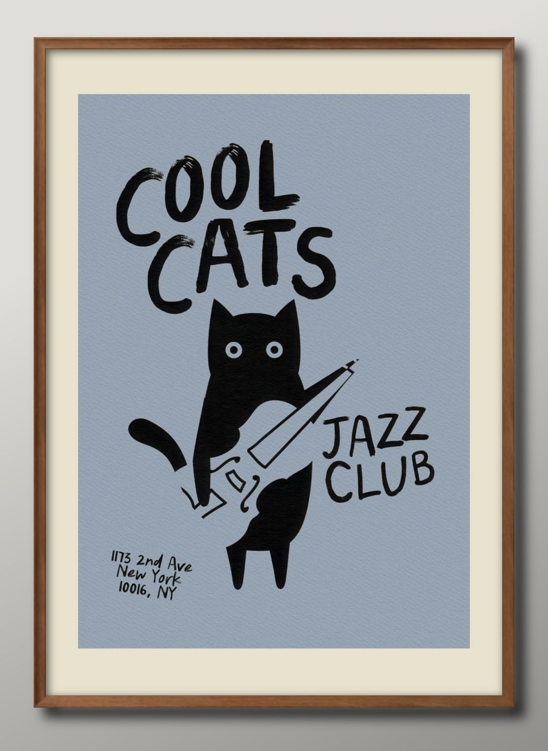 15889猫 ネコ ジャズ ギター A3 サイズ ポスター アート おしゃれ 絵画