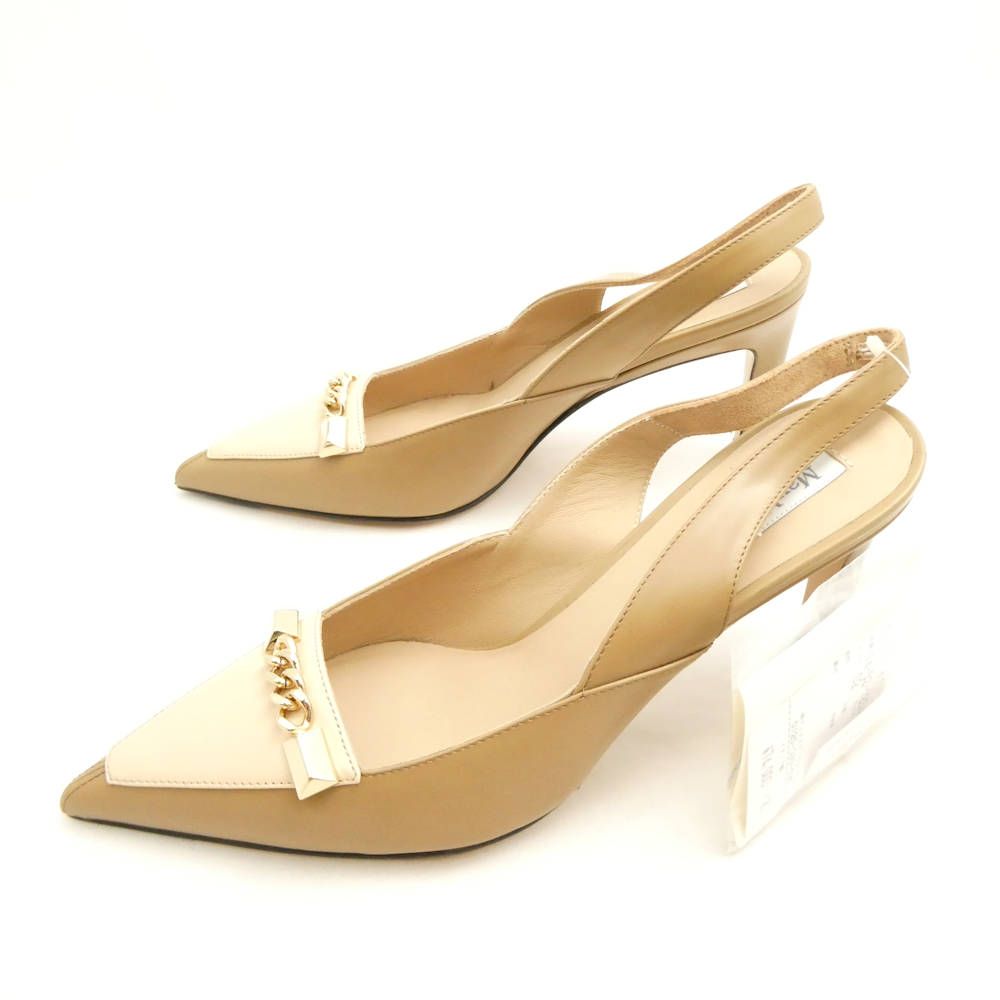 MAXMARA マックスマーラ ポインテッドトゥ サンダル 35 牛革 やぎ革 ヒール レディース AY6743
