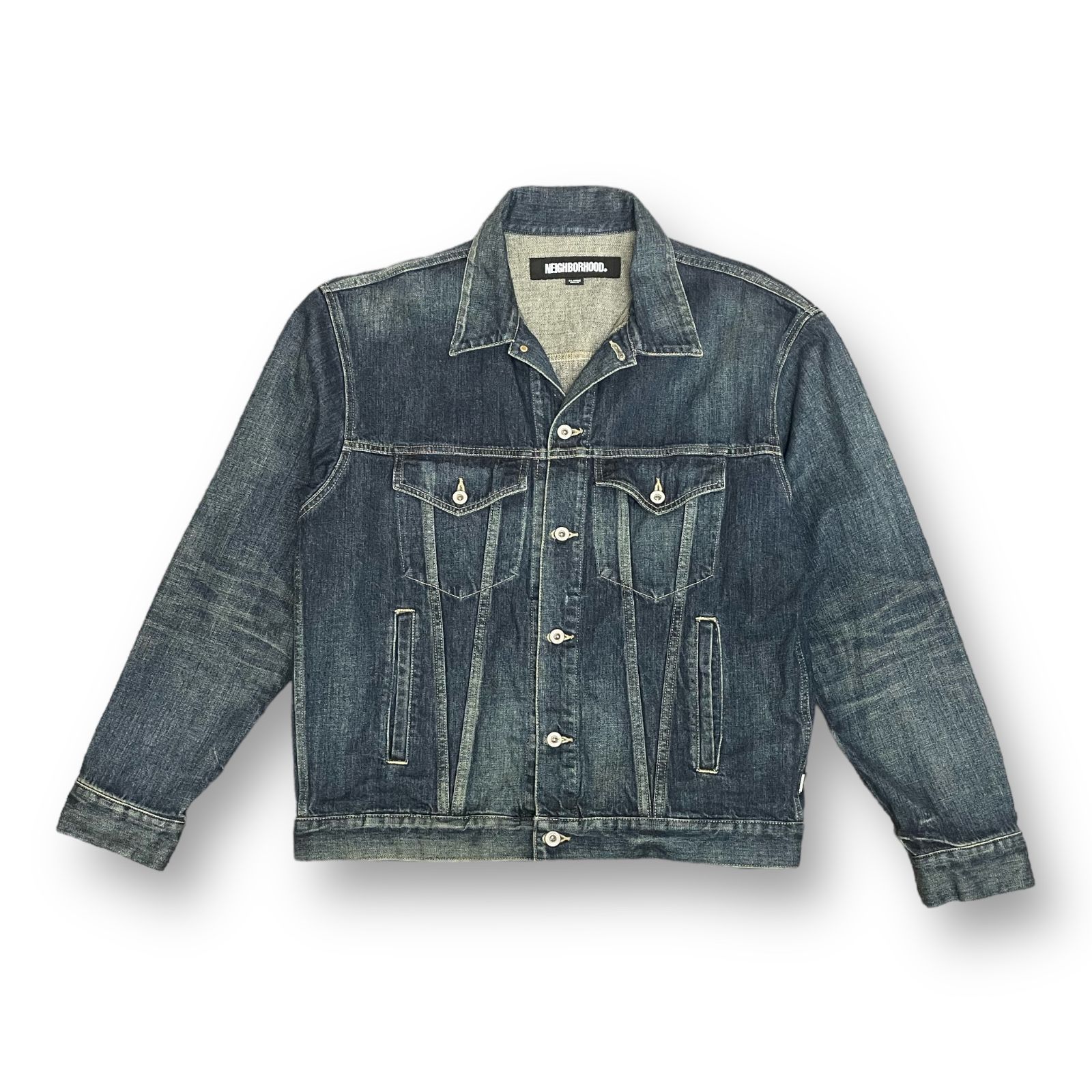 美品 NEIGHBORHOOD 23SS WASHED DENIM TYPE-4 JACKET 231XBNH-JKM02 4th インディゴ  Gジャン デニムジャケット ネイバーフッド XL 57953A