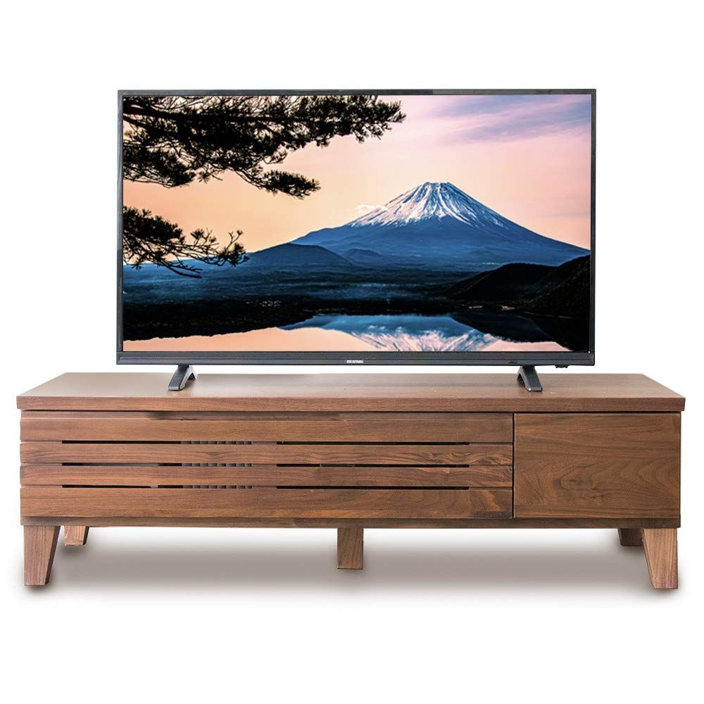 【在庫処分】幅約120cm 奥行約40cm 高さ約35cm ローボード 42型 ブラウン テレビボード 天然木 引き出し付き テレビ台 アルダー材 扉付 アイリスプラザ 完成品 耐荷重30kg 【40-43型推奨】 T-ATV-120
