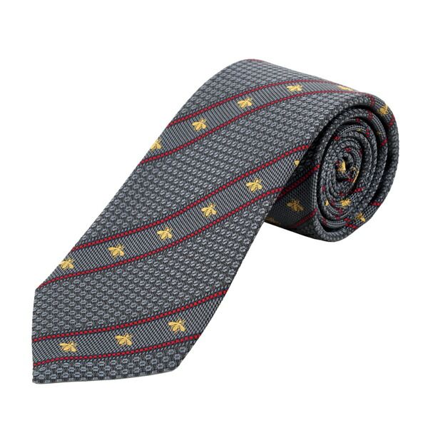 新品 グッチ GUCCI ネクタイ ビーウェブ付き グレー/レッド - メルカリ 
