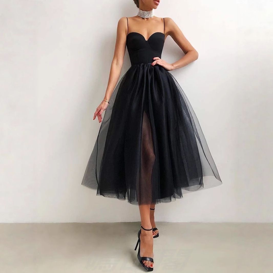 2025 ドレス レディース 吊りスカート ノースリーブ Aライン 中長丈 パーティー お呼ばれ ワンピース 大人 WP 109