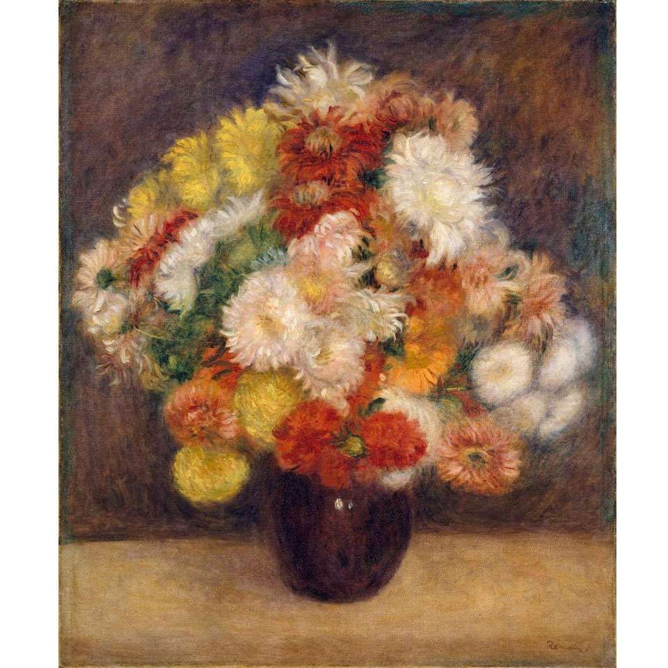 ルノワール「マム（菊）の花束」キャンバスにジクレー 複製画 額