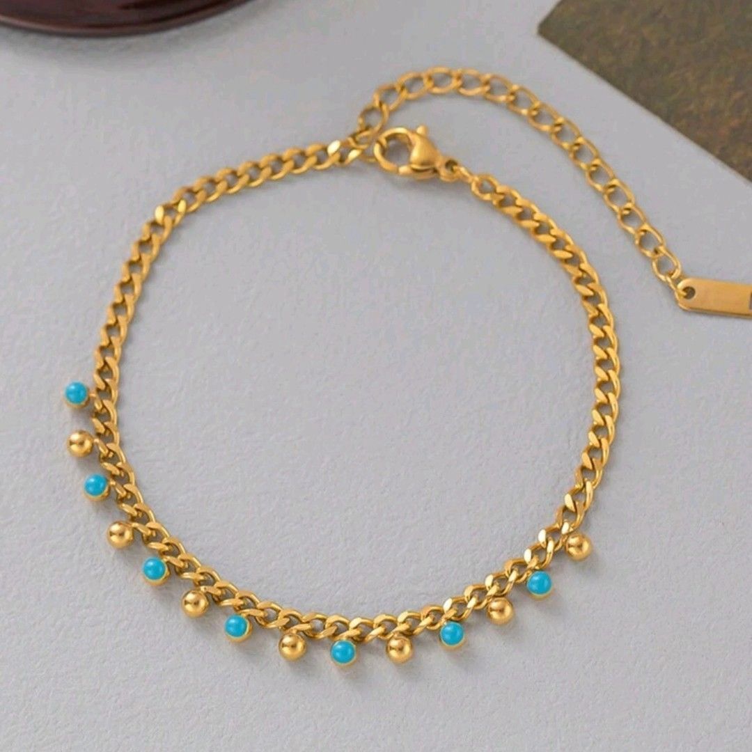 A684 ブレスレット レディース ターコイズ トルコ石 ゴールド k18 18金  