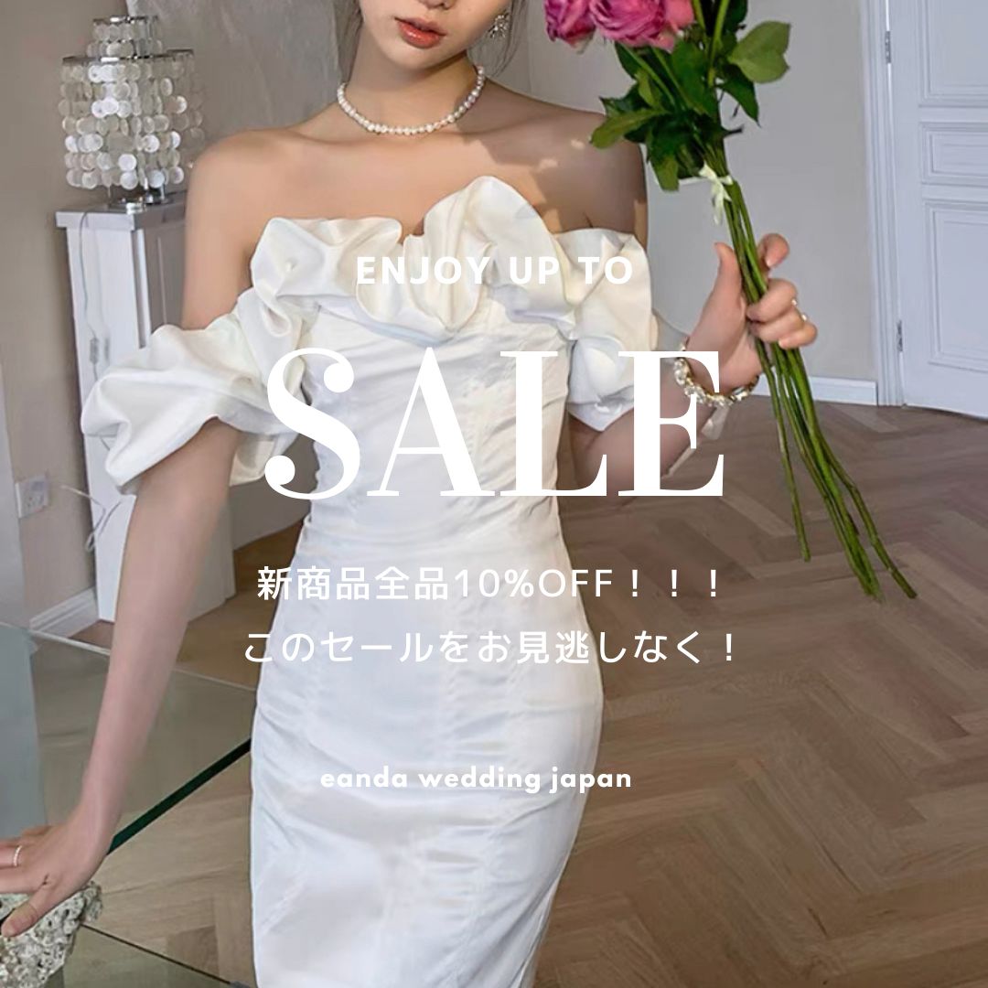 ウェディングドレス オフショル 半袖 Aライン ミニ丈 韓国 SALE org.jpg