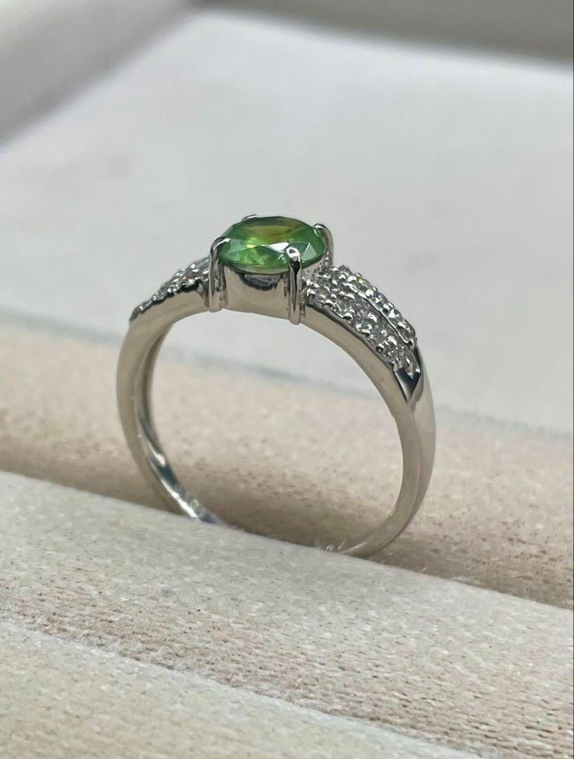 JJ148 最 デマントイドガーネット1ct D pt リング 鑑付