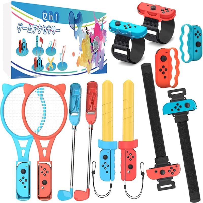 【第2世代-12in1】Switch Sports(ニンテンドースイッチスポーツ)対応 コントローラー Tomistan 大人と子供 グリップ アクセサリバンドル 体感ゲーム対応 対戦実装 没入感体験 体感スポーツ対応 Joy-Co