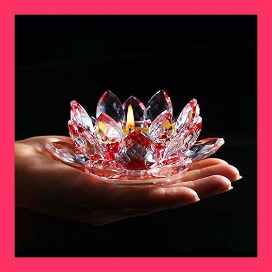 【蓮】キャンドルスタンド ガラス製 ロータス 置物 花 蓮の花 インテリア ☆燭台 キャンドルホルダー クリスタルガラス 蓮の花 ロータス