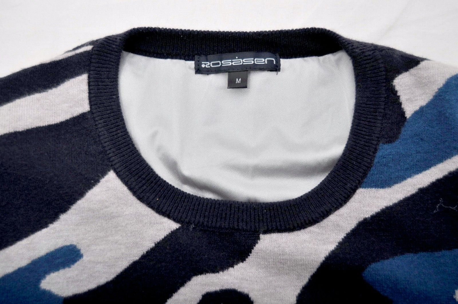 ROSASEN - coco 中古 ロサーセン ROSASEN メンズ セーター M 紺×青×グレー 長袖 クルーネック 裏地付き カモフラ 中古 メンズ ロサーセン ROSASEN セーター M 紺 長袖 クルー
