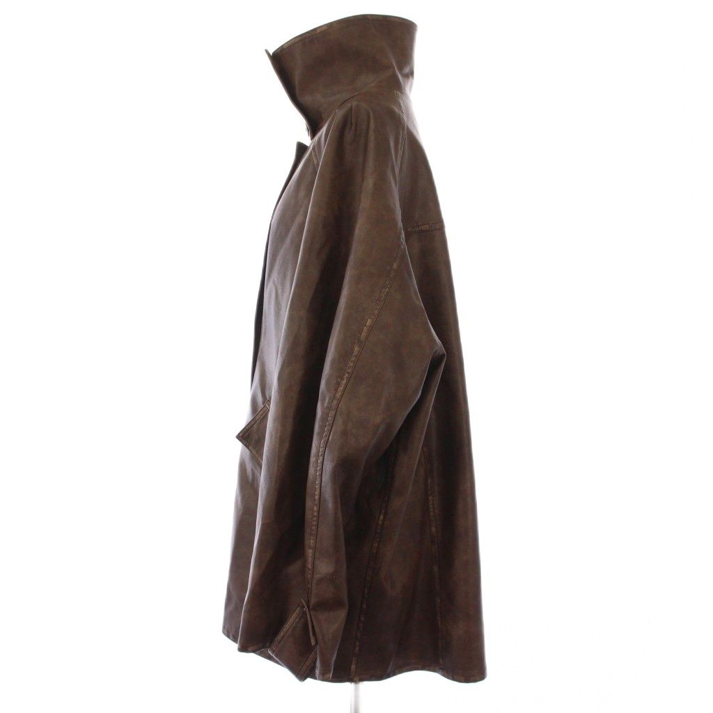 お見逃しなく! アメリヴィンテージ Ameri VINTAGE 24AW LIKE SYNTHETIC LEATHER JACKET ユーズドライクフェイクレザージャケット スタンド アウター ミドル丈 加工 S 茶 ブラウン