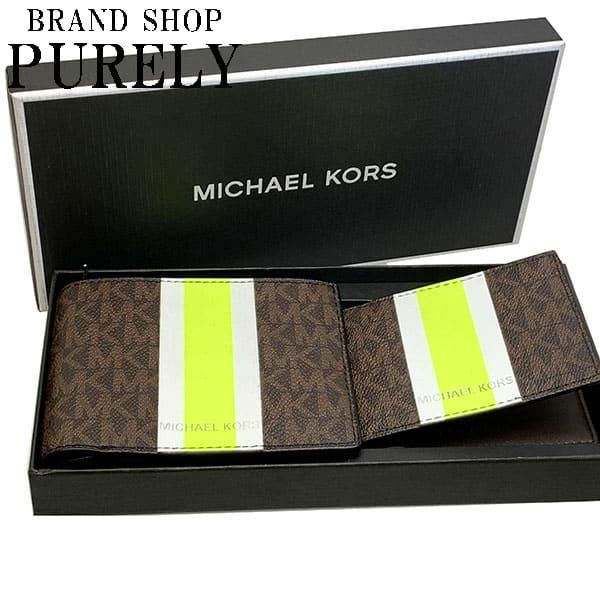 マイケルコース 財布 メンズ MICHAEL KORS 折り財布 ギフティング 3IN1 ウォレット 36H1LGFF1B BROWN ブラウン×ネオン 送料無料