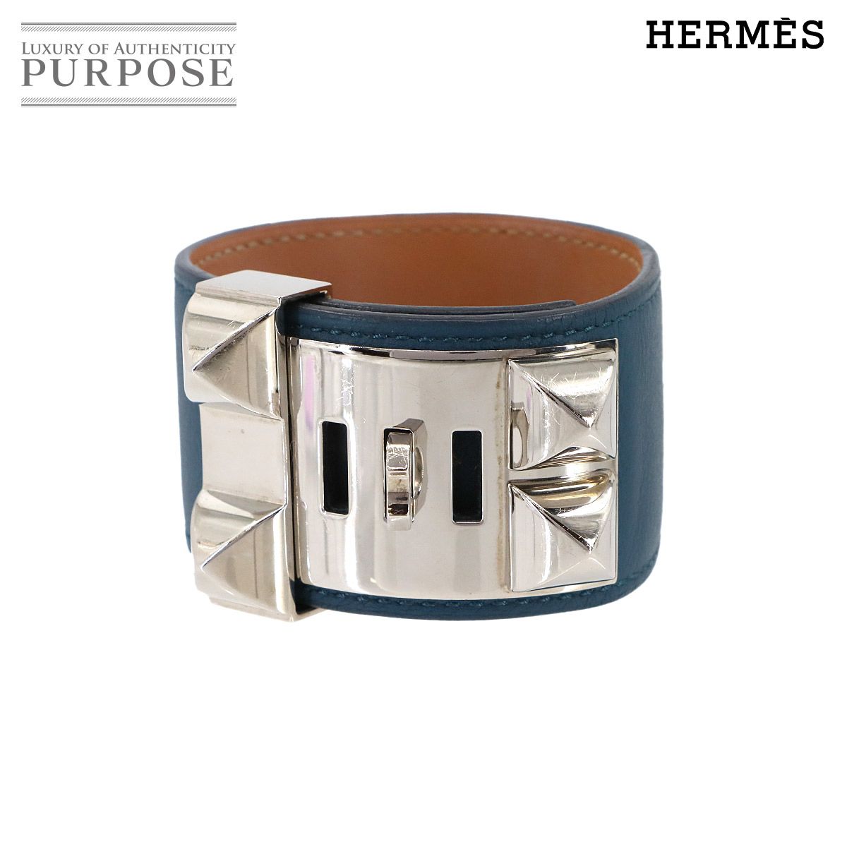 エルメス HERMES コリエドシアン バングル スイフト コルヴェール T刻印 シルバー 金具 Collier De Chien Bangle 90298513