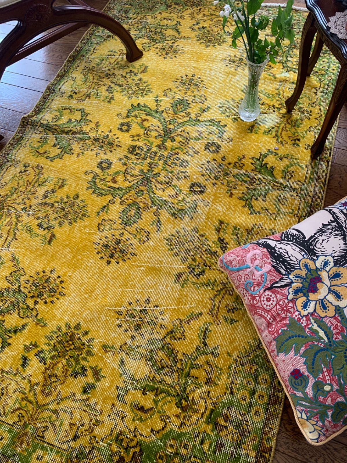 シャビーオレンジ 宝石 メダリオン 162×94 トルコヴィンテージラグ