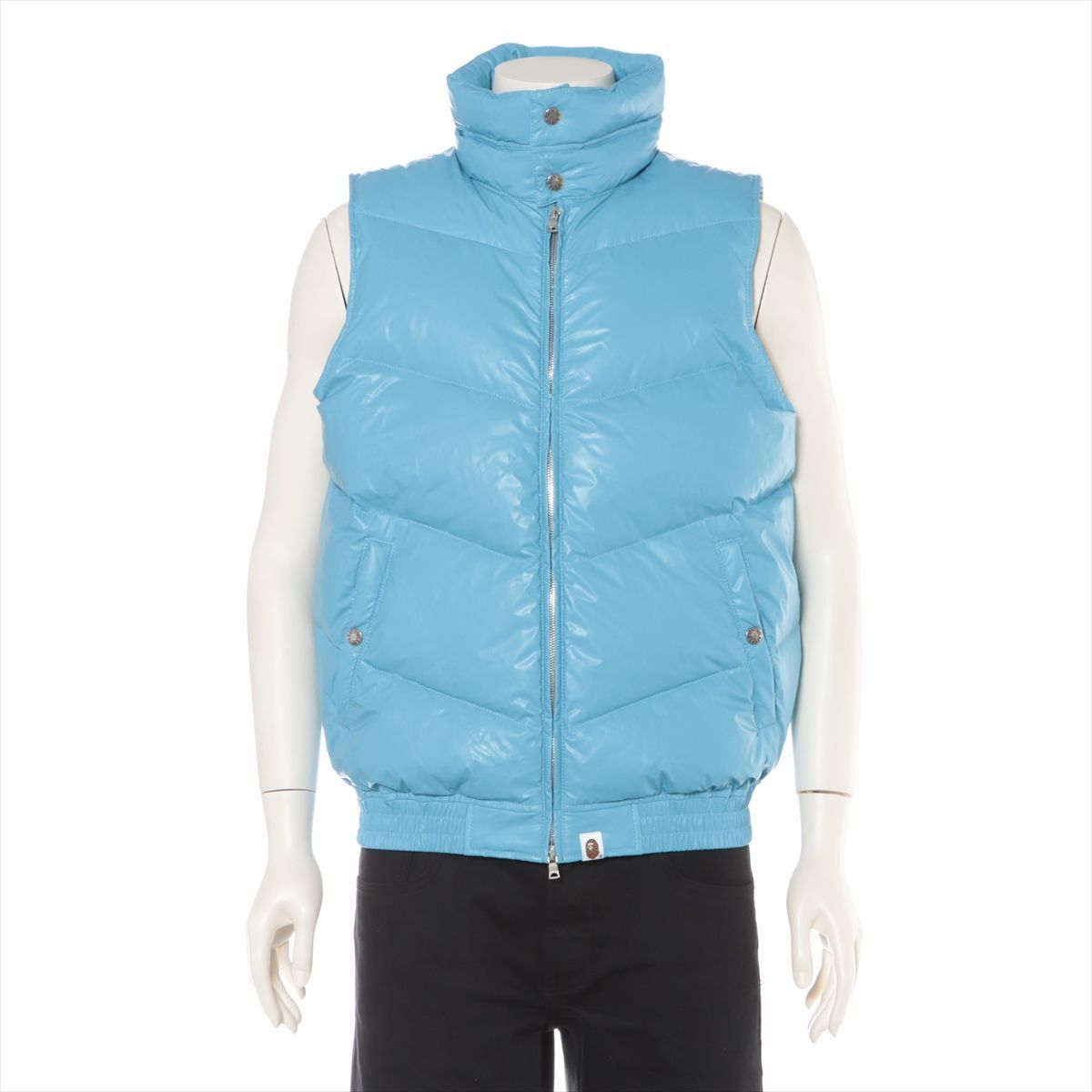 美品 A BATHING APE ア ベイシング エイプ ダウンベスト M 水色 ライト