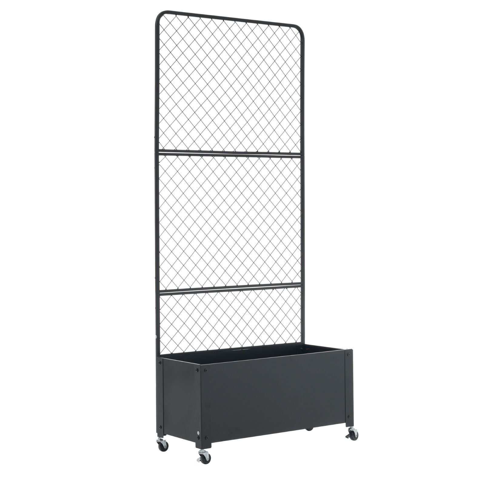 フェンス プランター付き 目隠し キャスター付き 簡単設置 電着塗装 L70×W30×H160cm 園芸用品 プランター ガーデンラティス プランターボックス 花壇フェンス ガーデニング 花立て 庭園 おしゃれ