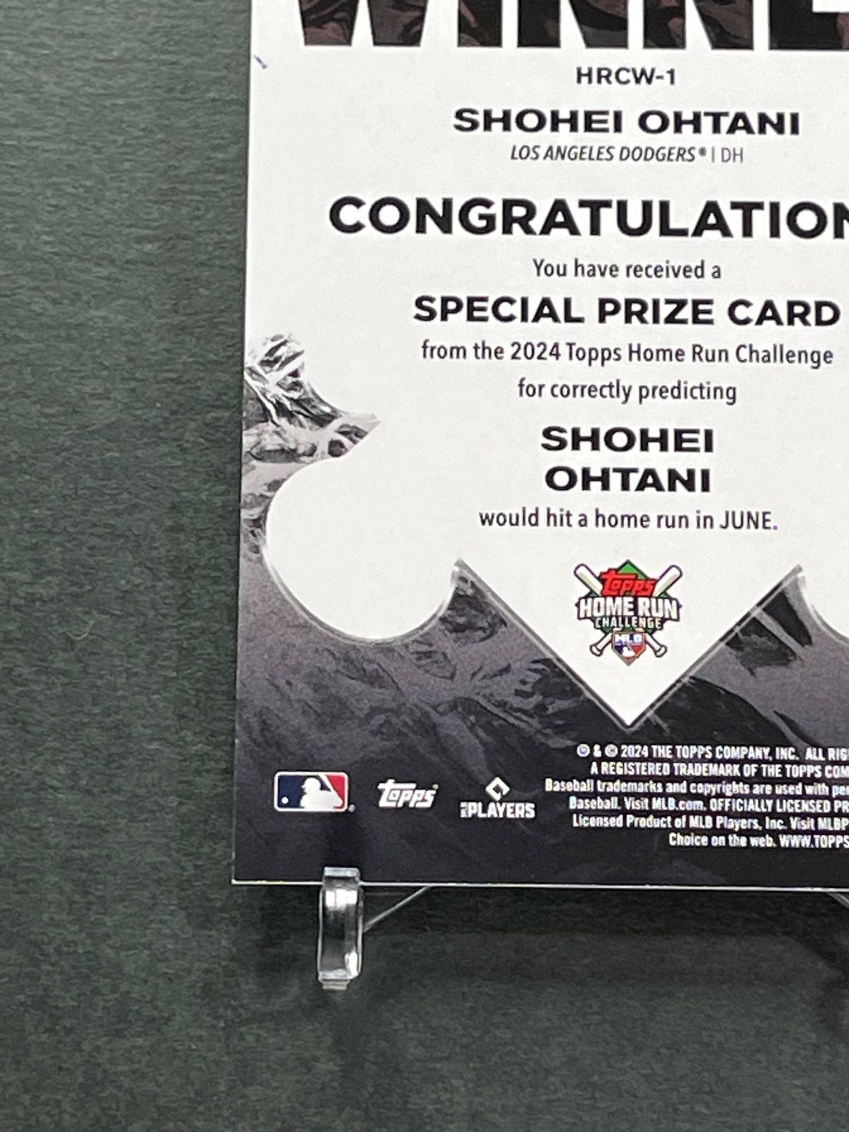 554枚 大谷翔平ホームランチャレンジ当選カード 2025 Topps Home Run Challenge Winner HRCW-1 UP786_INFO