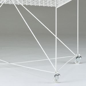 新品□簡単ネットワゴン90cm白色キャスター付ディスプレイ催事