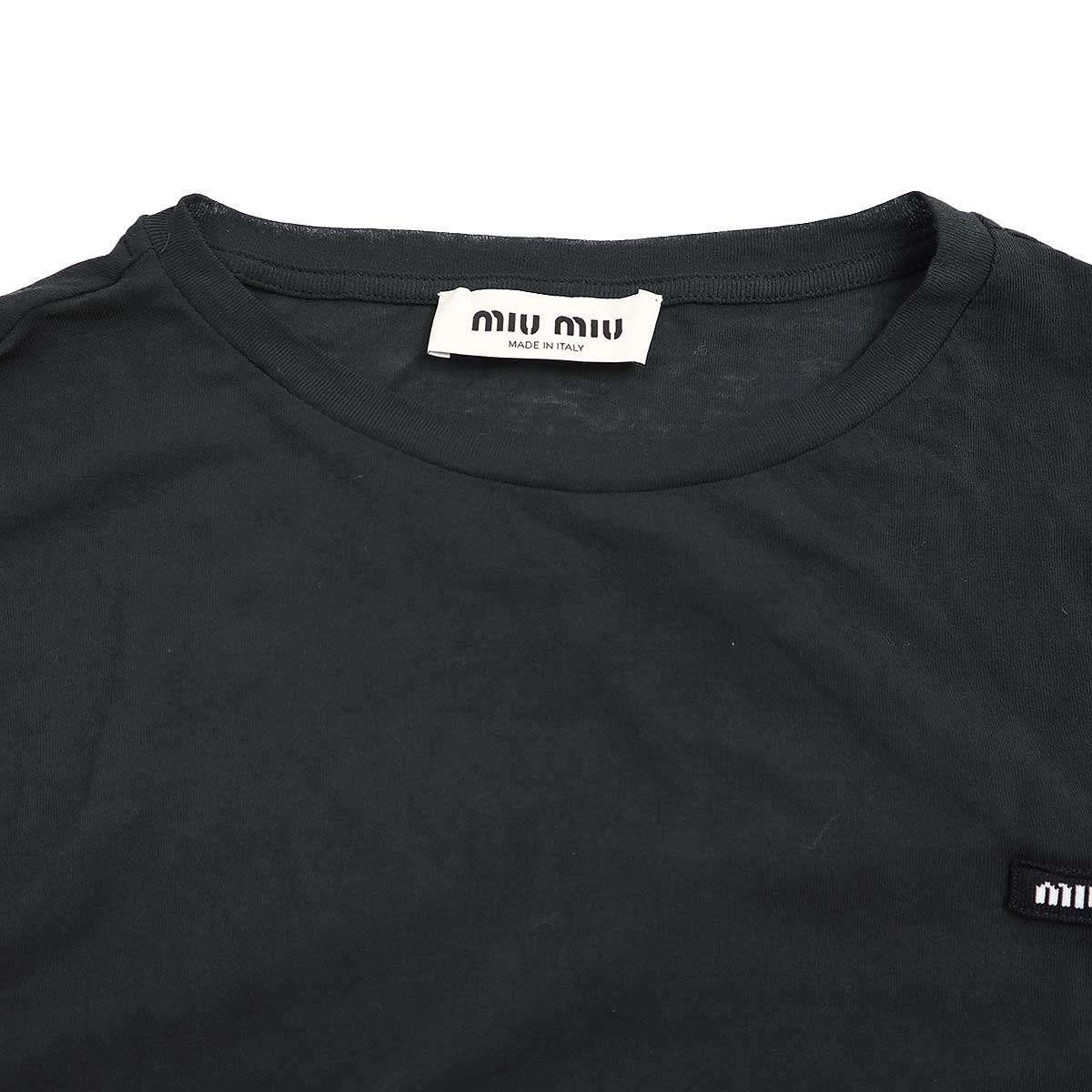 miu miu ミュウミュウ 23SS ロゴパッチロングスリーブシアーTシャツ  