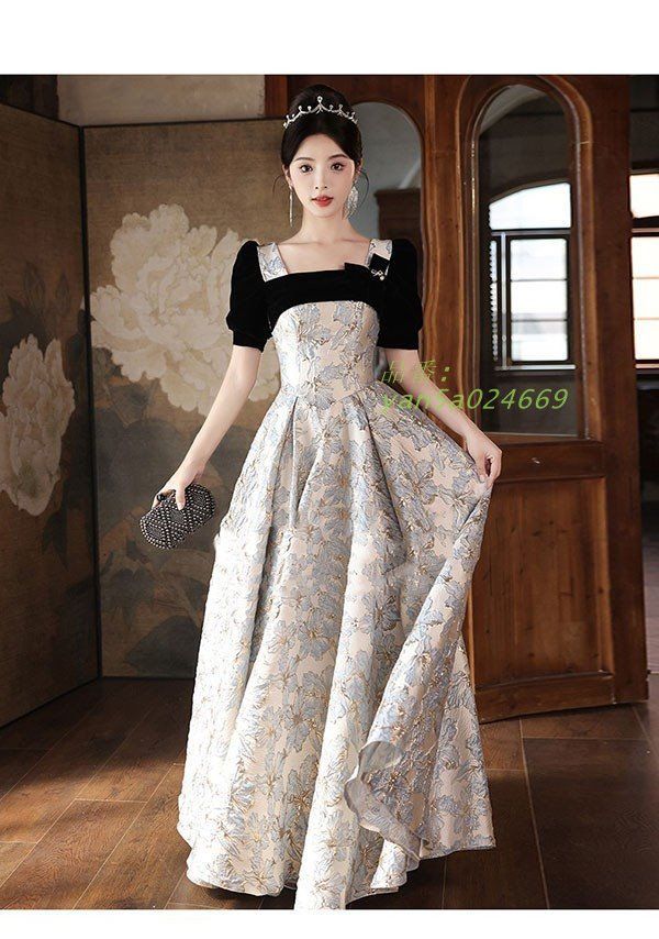 ドレス 大人 ピアノ 発表会 ロング丈 ぽっちゃり ピアノ発表会 イブニングドレス ワンピース 大きいサイズ 演奏会 Aライン 袖付き yan5a024669