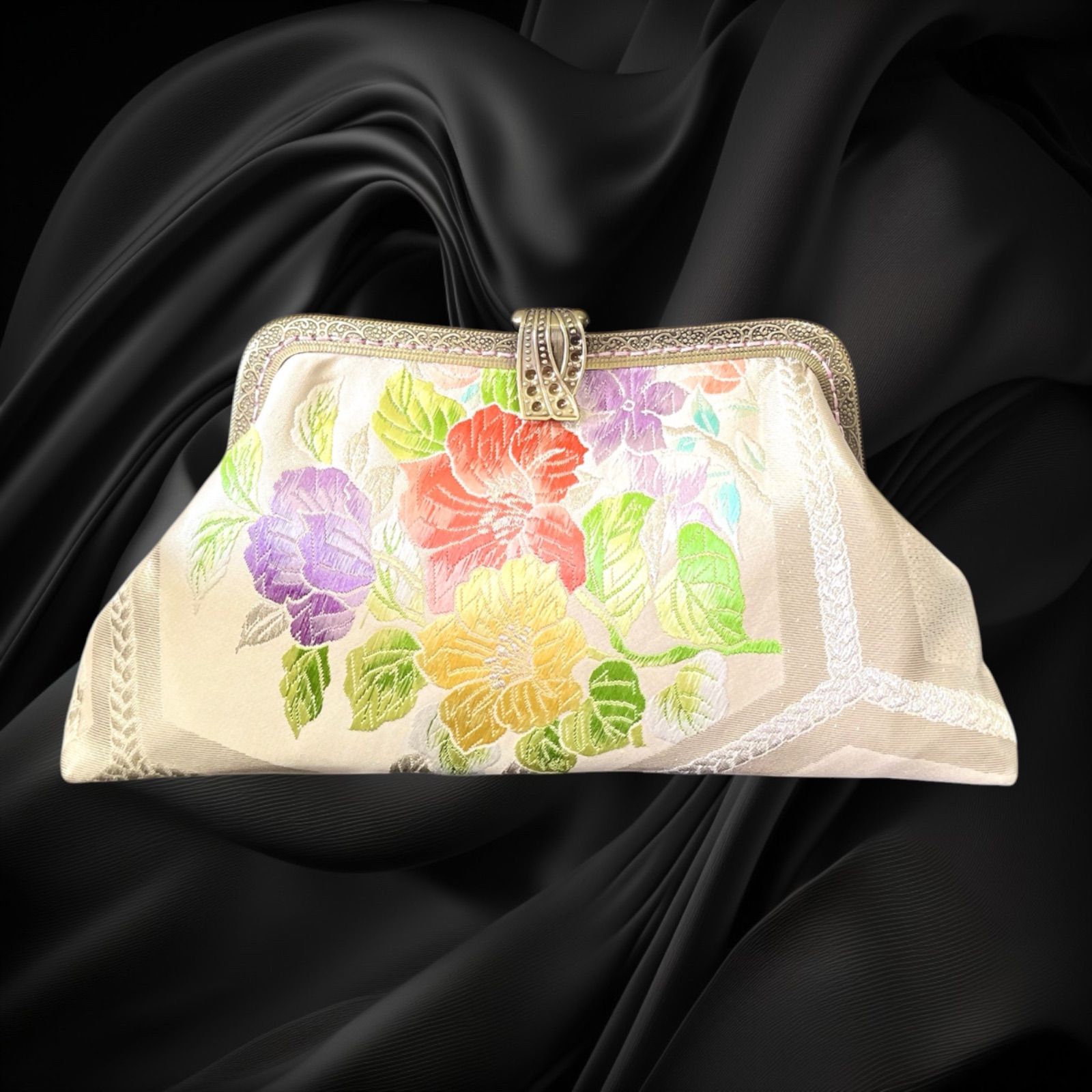 着物リメイクバッグ 和風クラッチバッグ